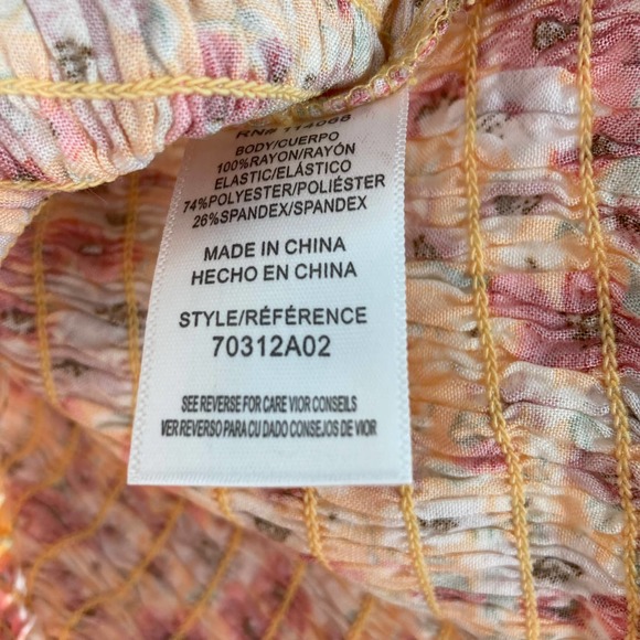 Ten Sixty Sherman Smocked Mini Floral Print Skirt Orange - Picture 5 of 6